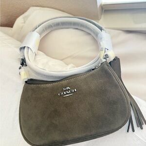 Coach Dark Green Suede Shoulder Bag